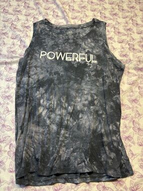 🍄Athletic Works Black Tie-Dye "POWERFUL" Muscle Tank